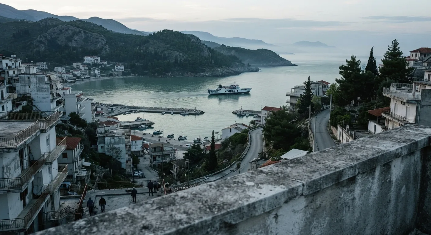 Strada e paesaggio a Saranda, Albania