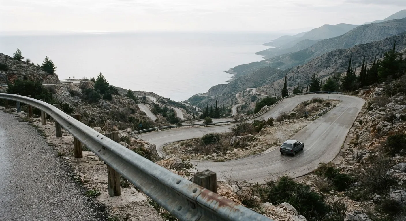 Strada e paesaggio a Valona, Albania
